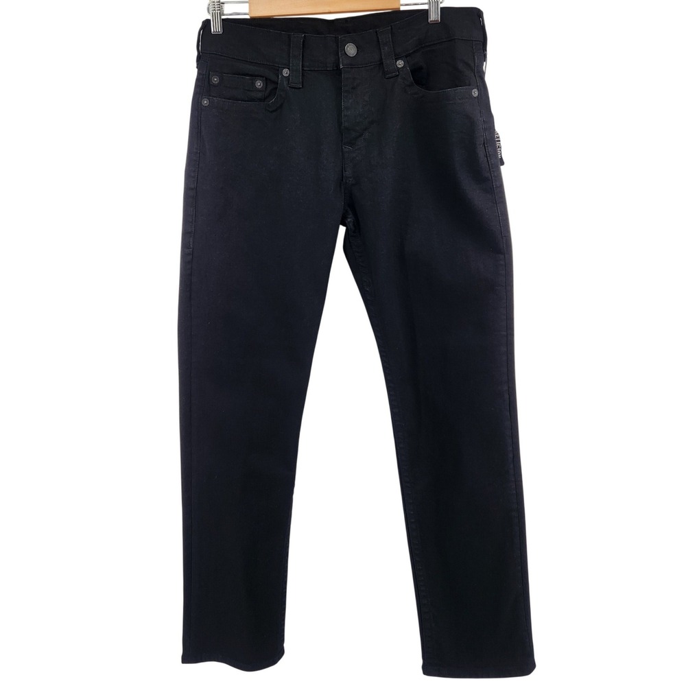 True Religion Geno Relaxed Slim Jeans Mens 33x32 Black No Flap Denim NWT